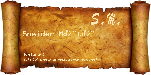 Sneider Máté névjegykártya