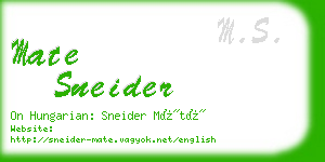 mate sneider business card